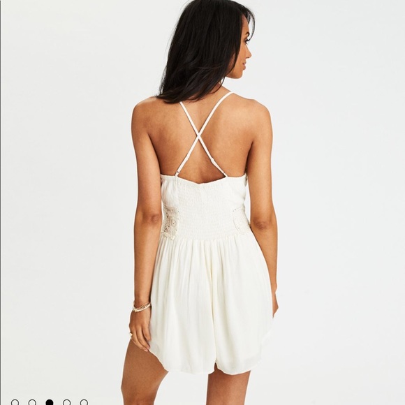 New American Eagle Cream Crochet Romper - XSmall - Picture 3 of 6